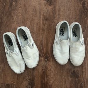 VERY used white slip-on vans